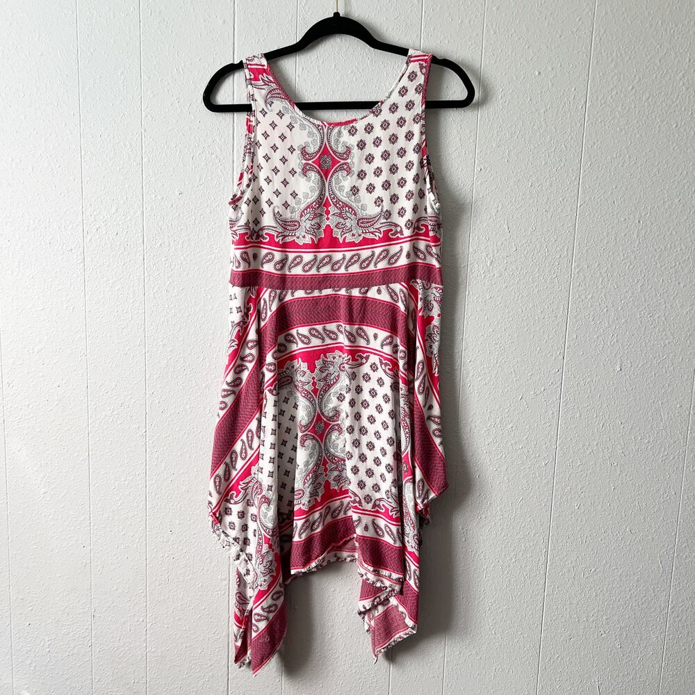 Umgee Womens Tank Dress Large Handkerchief Hem Paisley Floral Cottagecore Boho - Picture 7 of 14